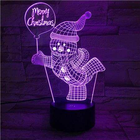 X-Mass Snowman - 3D Optical Illusion LED Lamp Hologram