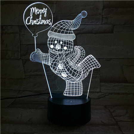 X-Mass Snowman - 3D Optical Illusion LED Lamp Hologram