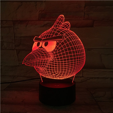 Angry Bird - 3D Optical Illusion LED Lamp Hologram