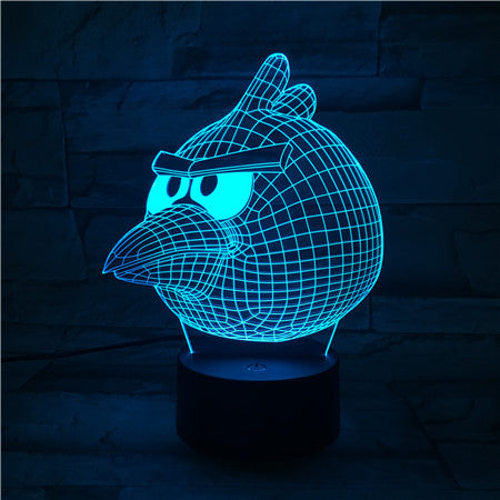 Angry Bird - 3D Optical Illusion LED Lamp Hologram