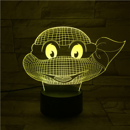 Turtle Face - 3D Optical Illusion LED Lamp Hologram