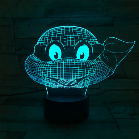 Turtle Face - 3D Optical Illusion LED Lamp Hologram