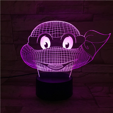 Turtle Face - 3D Optical Illusion LED Lamp Hologram