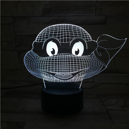 Turtle Face - 3D Optical Illusion LED Lamp Hologram