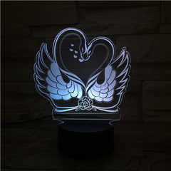 Swans  - 3D Optical Illusion LED Lamp Hologram