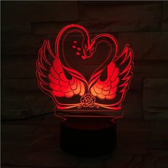 Swans  - 3D Optical Illusion LED Lamp Hologram
