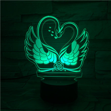 Swans - 3D Optical Illusion LED Lamp Hologram