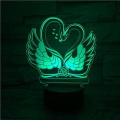 Swans  - 3D Optical Illusion LED Lamp Hologram