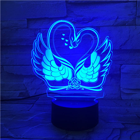 Swans - 3D Optical Illusion LED Lamp Hologram
