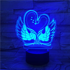 Swans  - 3D Optical Illusion LED Lamp Hologram