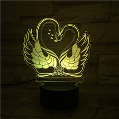 Swans  - 3D Optical Illusion LED Lamp Hologram