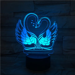 Swans  - 3D Optical Illusion LED Lamp Hologram