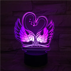 Swans  - 3D Optical Illusion LED Lamp Hologram