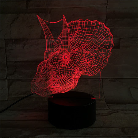 Dino head - 3D Optical Illusion LED Lamp Hologram