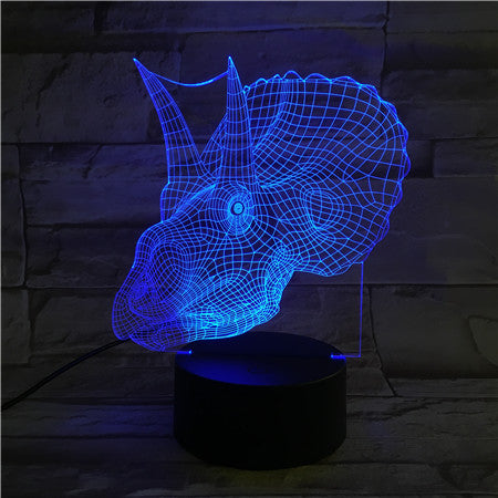 Dino head - 3D Optical Illusion LED Lamp Hologram