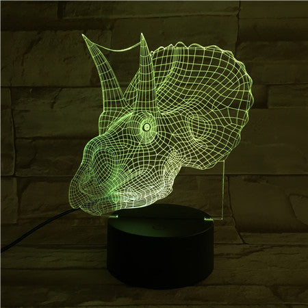 Dino head - 3D Optical Illusion LED Lamp Hologram