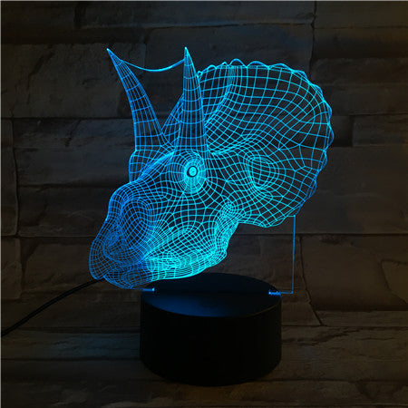 Dino head - 3D Optical Illusion LED Lamp Hologram