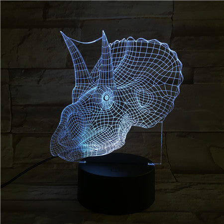 Dino head - 3D Optical Illusion LED Lamp Hologram