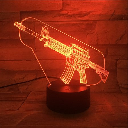Machine Gun - 3D Optical Illusion LED Lamp Hologram