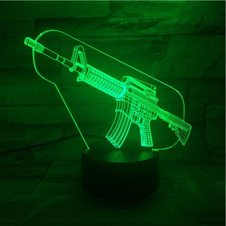 Machine Gun - 3D Optical Illusion LED Lamp Hologram
