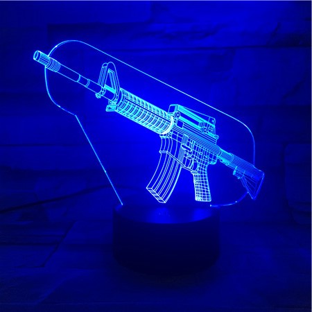 Machine Gun - 3D Optical Illusion LED Lamp Hologram