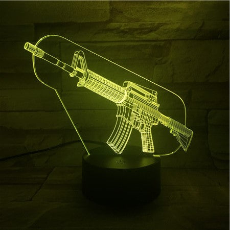 Machine Gun - 3D Optical Illusion LED Lamp Hologram