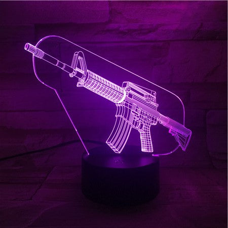 Machine Gun - 3D Optical Illusion LED Lamp Hologram