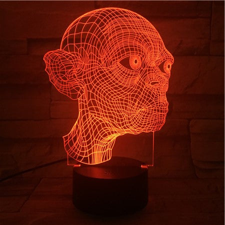 Golum Face - 3D Optical Illusion LED Lamp Hologram