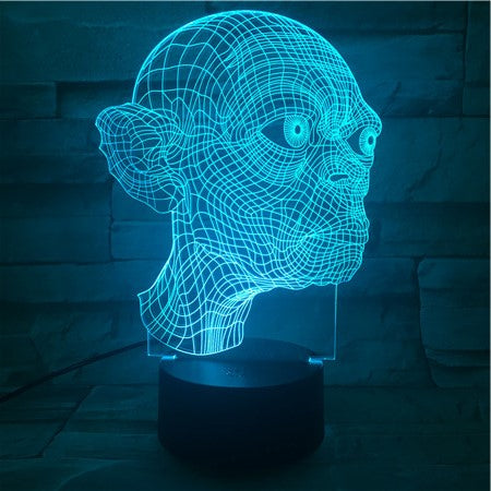 Golum Face - 3D Optical Illusion LED Lamp Hologram