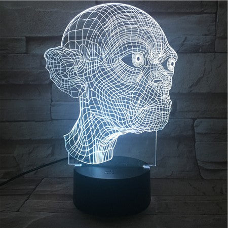 Golum Face - 3D Optical Illusion LED Lamp Hologram
