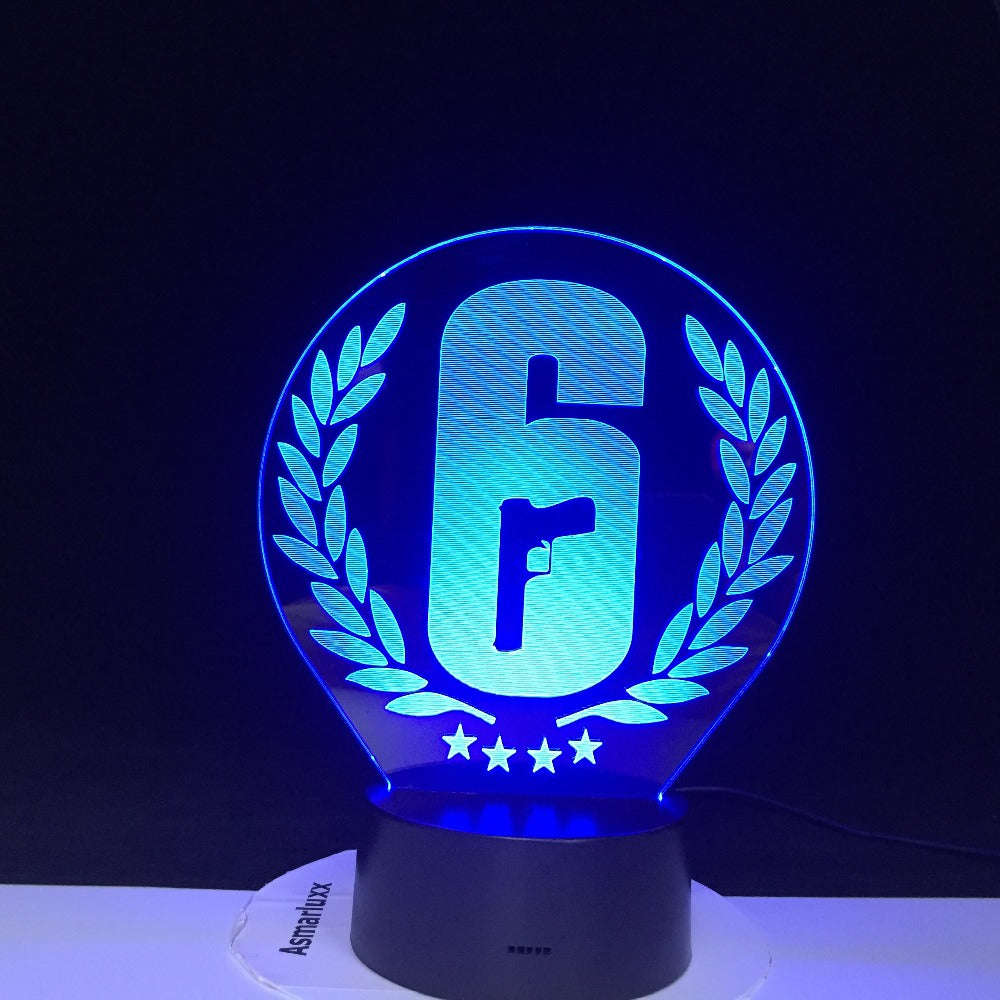 Rainbow Six Siege 3D Night Light LED Touch Sensor 7 Colors Changing Child Kids Gift FPS Game Table Lamp Rainbow 6 Logo 2878