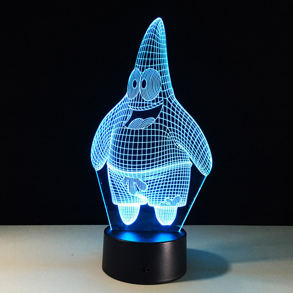 Cartoon Patrick Star Acrylic 7 Colors Desk Lamp 3D Lamp Novelty Led Night Light Spongebob Square Pants LED Vision Stereo Lamp