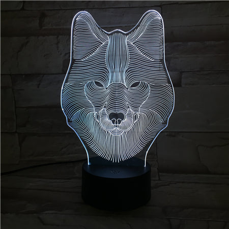 Wolf - 3D Optical Illusion LED Lamp Hologram