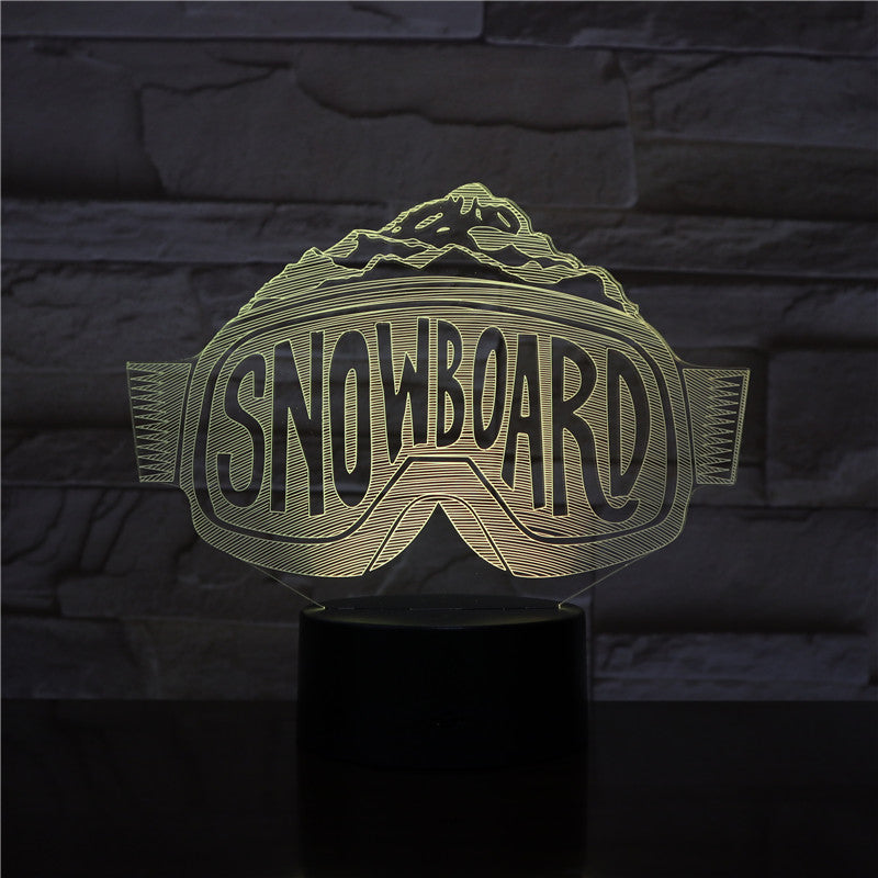 3D-2530 Snowboard Glass Shape LED Acrylic Night Light with 7 Colors Touch Remote Control Illusion Change Gift for Lovers