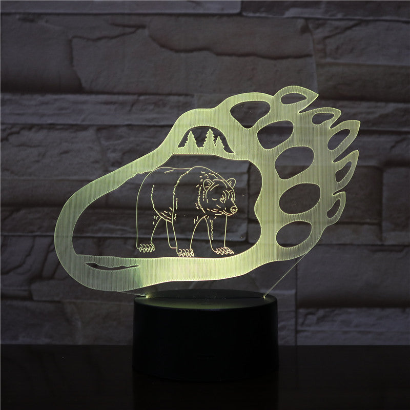 Bear Design Paw Shape LED 3D Night Light with 16 Colors Remote Change Kids Sleeping Night Atmosphere3D-2248 Dropshipping