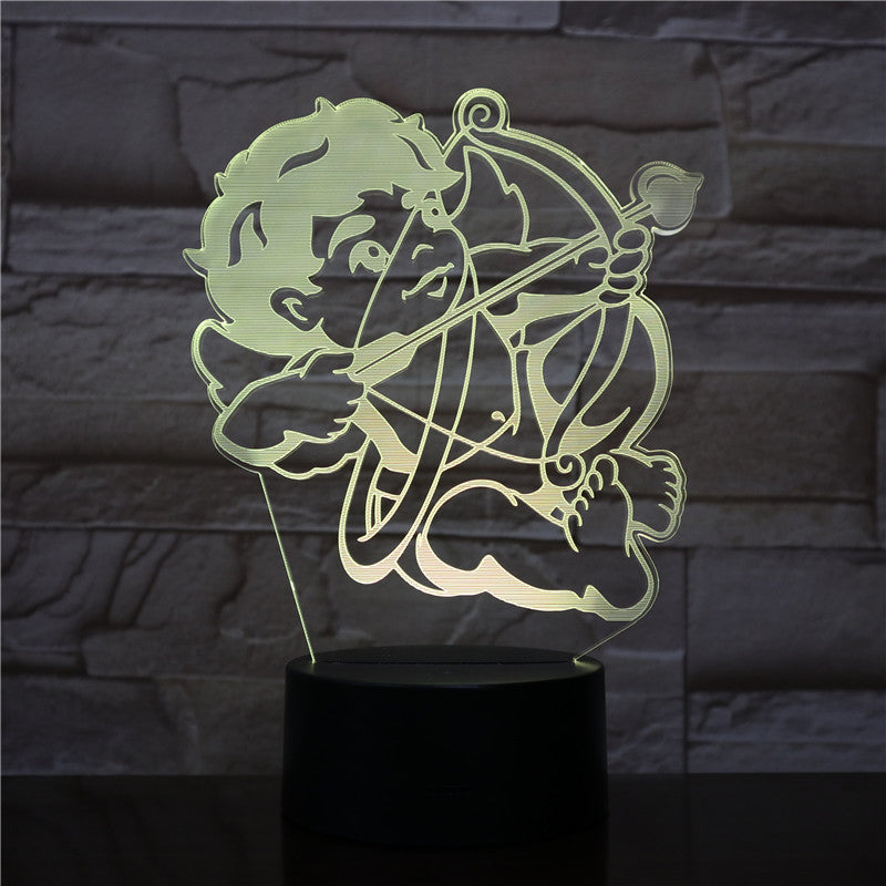 3D-2046 Cupid the God of love arrow LED Night Lamp with 7 Colors Illusion