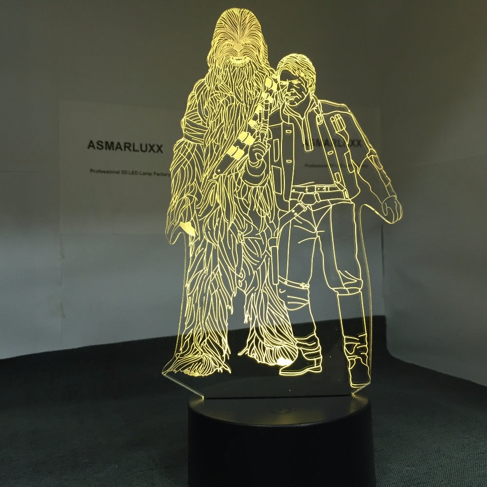 Chewbacca and Han Solo Shape 3D Lamp LED Light Touch Controller Table Lamp Night Lamp Model Toy Star Wars Gift Drop Ship