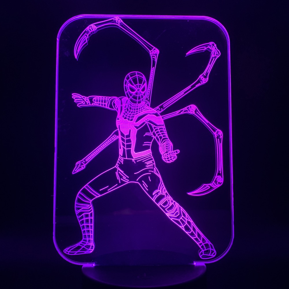The Avengers Super Hero SpiderMan 3D LED Light Lamp Color Change Touch Night Light Lampara for Children Christmas Party Gifts