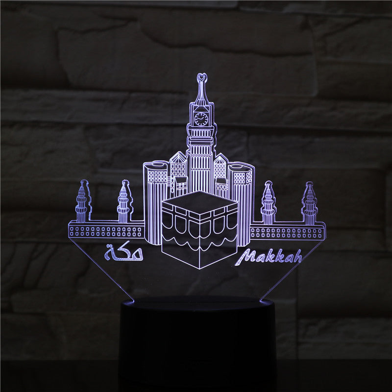 Mecca Mosque Makka Usb 3D Led Night Light Lamp Decoration RGB Kids Baby Gift Famous Buildings Table Lamp Bedside Decor AW-1575