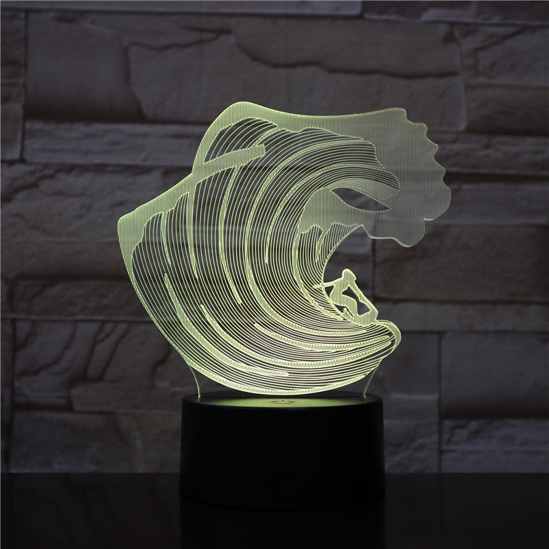 3D-1606 Surfing LED Acrylic Night Light with 7 Colors Touch Remote Control Illusion Change Home Decoration Lights