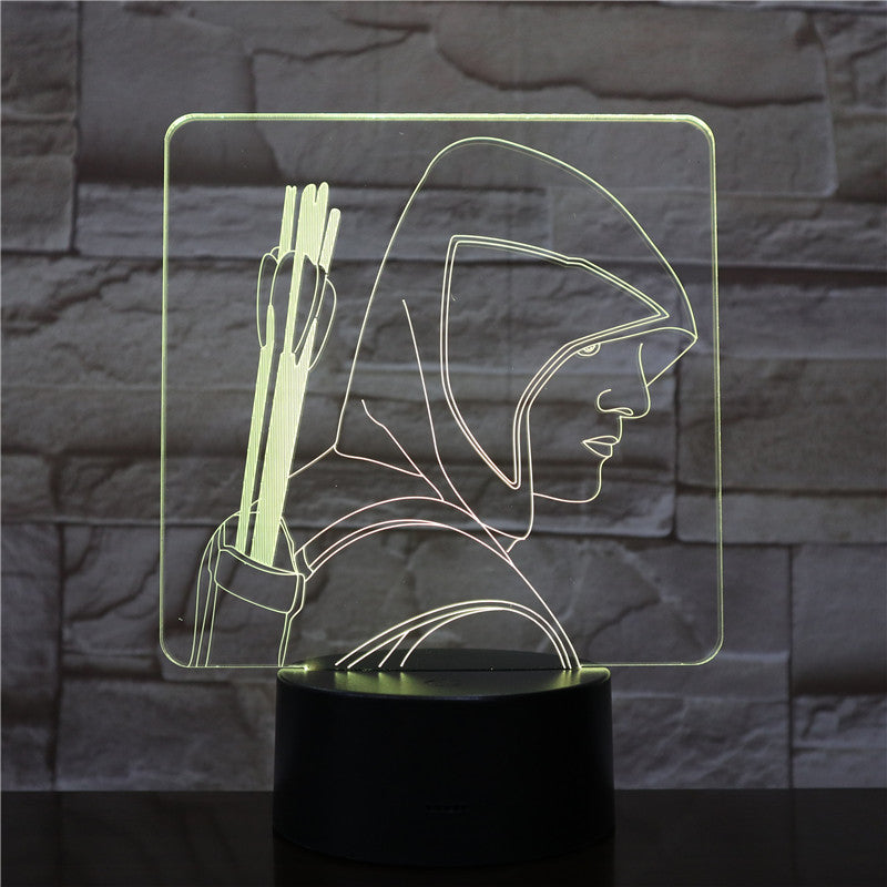 3D-2139 Man With Arrows LED Acrylic Night Light with 7 Colors Touch Remote Control Illusion Change Gift