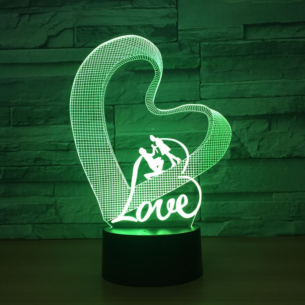Love Heart 3D Night Light LED Table Lamp 3D Illusion Lamp Romantic Party Atmosphere Lamp For Wedding Decoration Wife's Gift