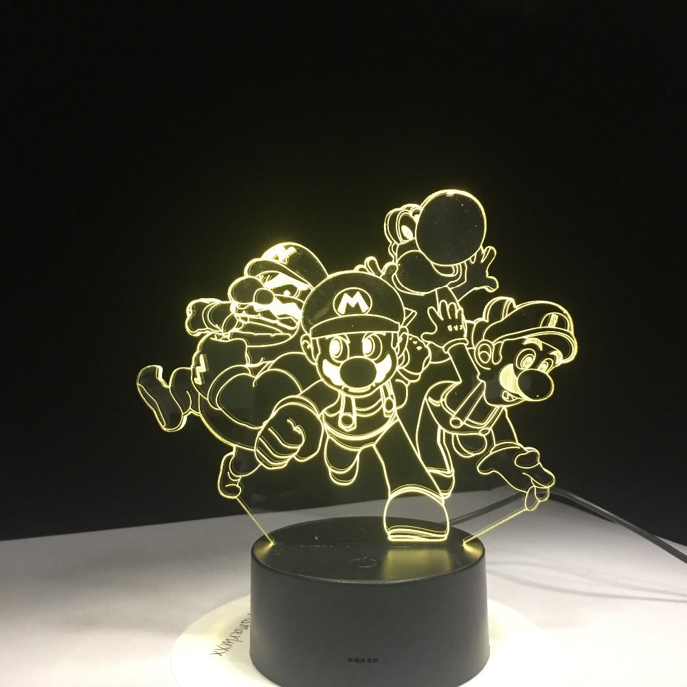 Super Mario Bros Luigi Toad Dragon 3D Desk Table Light Lamp USB Acrylic Super Gift for Children Baby Sleep Lamp Nursery Light