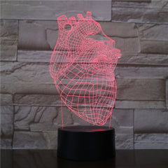 The Heart Shape 3D Lamp Battery Powered 7 Colors with Remote Cool Present for Children Atmosphere Led Night Light Lamp