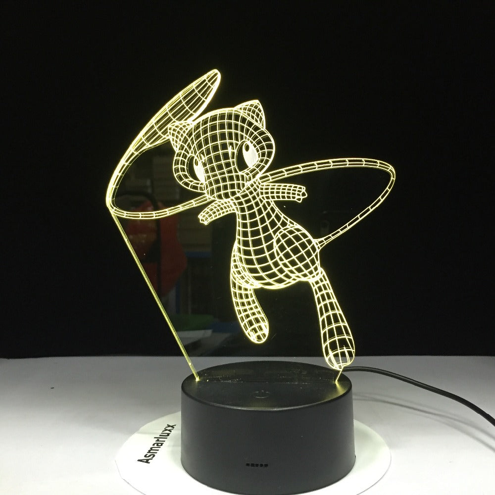 Mew Pokemon Go Lovely 3D Lamp 7 Colors Led Night Lamps For Kids Touch Led Usb Table Lampara Baby Cartoon Sleeping Nightlight