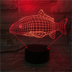 3D Carp Shape Animal 7 Color Changing Night Light Bedroom Bedside Christmas Lamp Light Novelty Fish Lighting 463