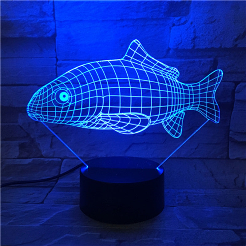 3D Carp Shape Animal 7 Color Changing Night Light Bedroom Bedside Christmas Lamp Light Novelty Fish Lighting 463