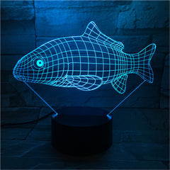 3D Carp Shape Animal 7 Color Changing Night Light Bedroom Bedside Christmas Lamp Light Novelty Fish Lighting 463