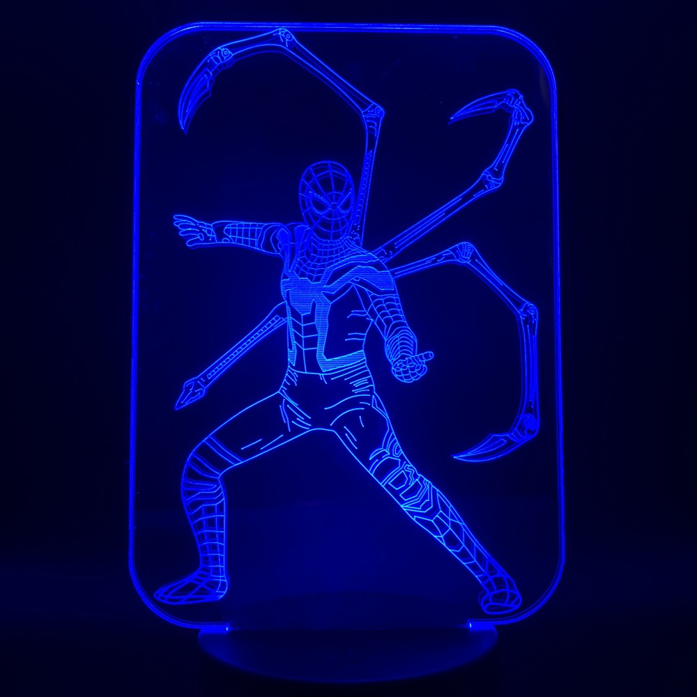 The Avengers Super Hero SpiderMan 3D LED Light Lamp Color Change Touch Night Light Lampara for Children Christmas Party Gifts
