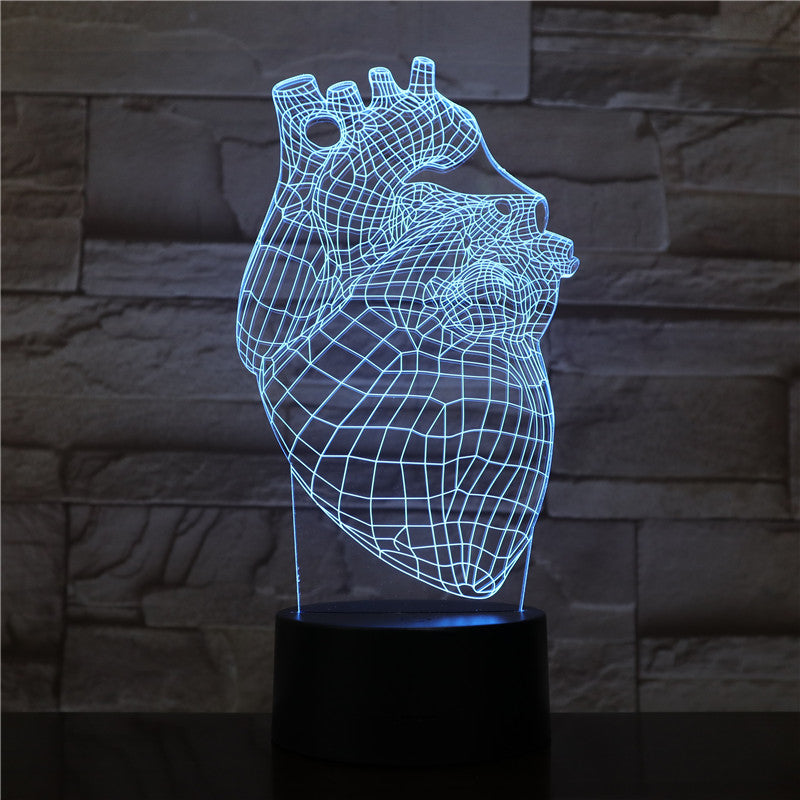The Heart Shape 3D Lamp Battery Powered 7 Colors with Remote Cool Present for Children Atmosphere Led Night Light Lamp